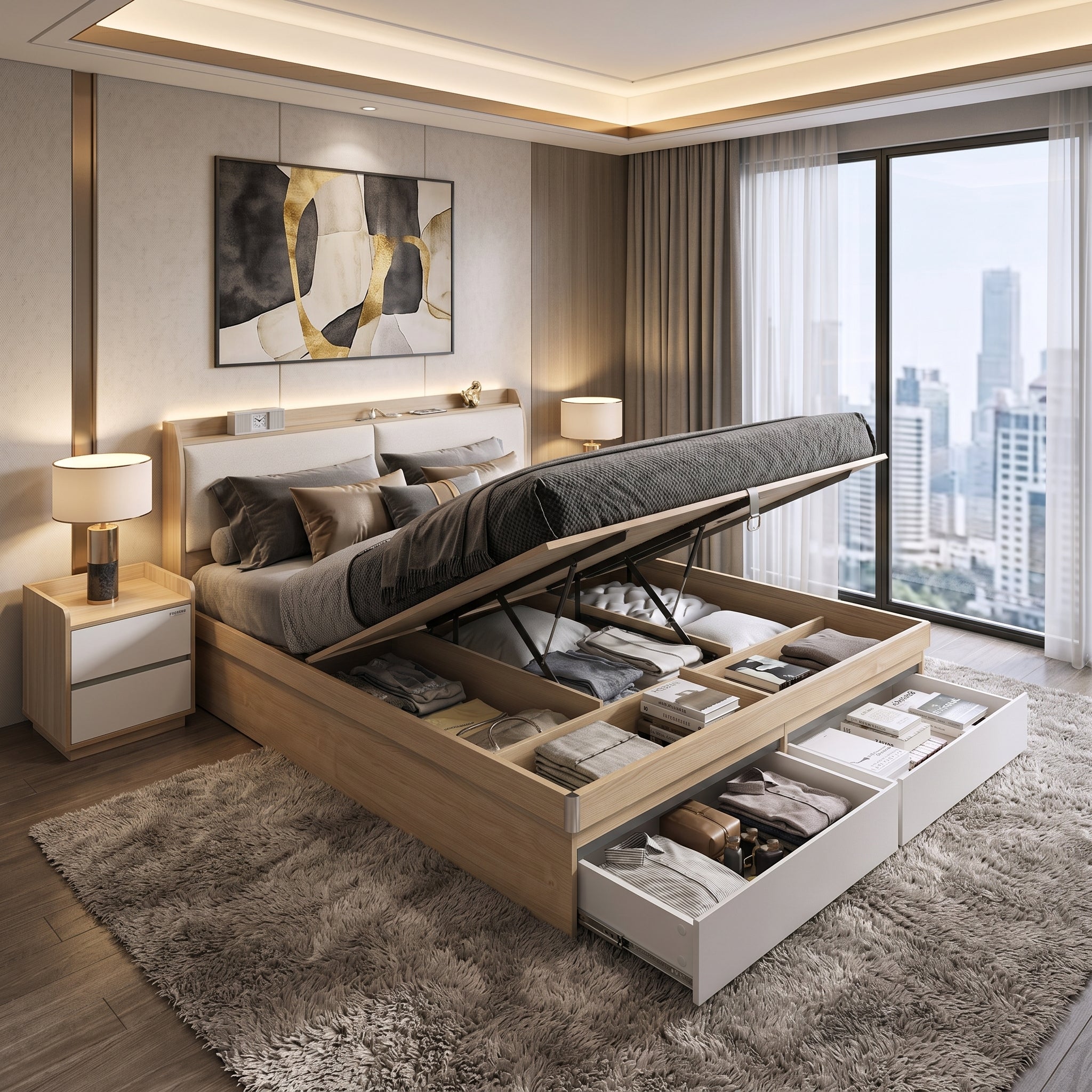 Niso Lux Storage Bed Base, Queen